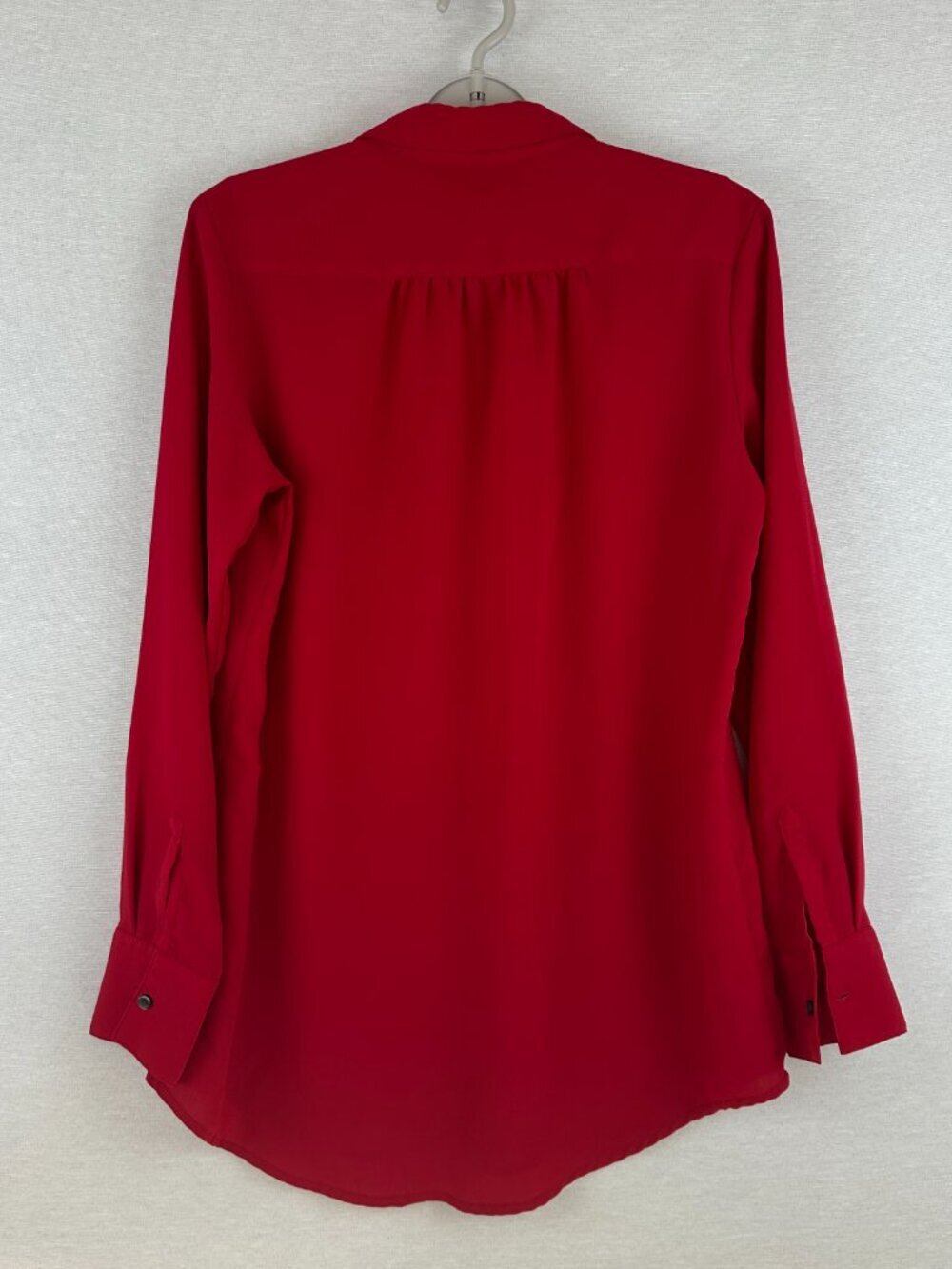 LAND'S END WOMEN'S BUTTON-DOWN SOLID RED LONG SLEEVE RED COLOR BLOUSE SIZE 10 - Picture 4 of 8